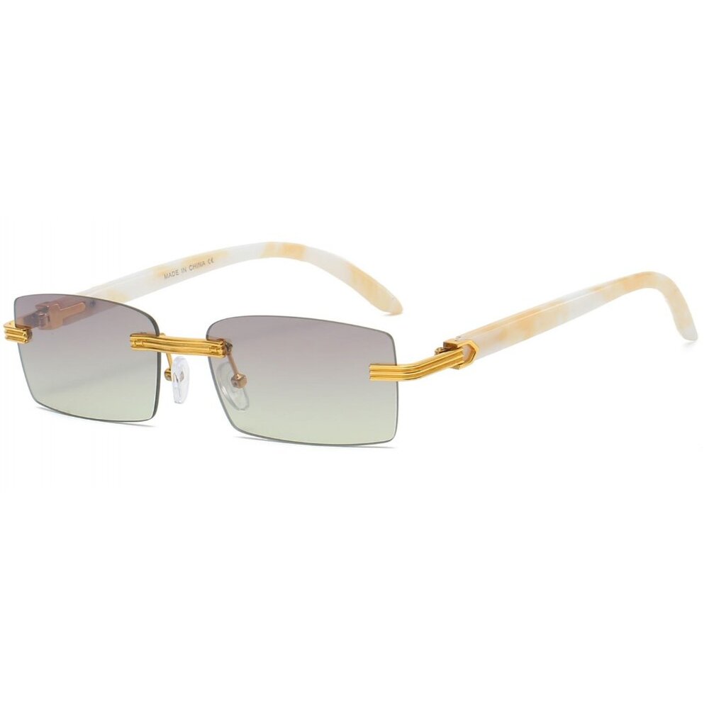 Men Women‎ Sunglasses Square Green Lens Marble Aviator Fashion Gold Frame Rapper